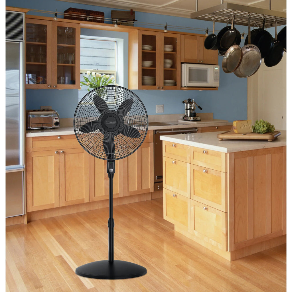Lasko Cyclone Max 18" 4-Speed Large Room Pedestal Fan with Remote, 53" H, Ebony S18605, New