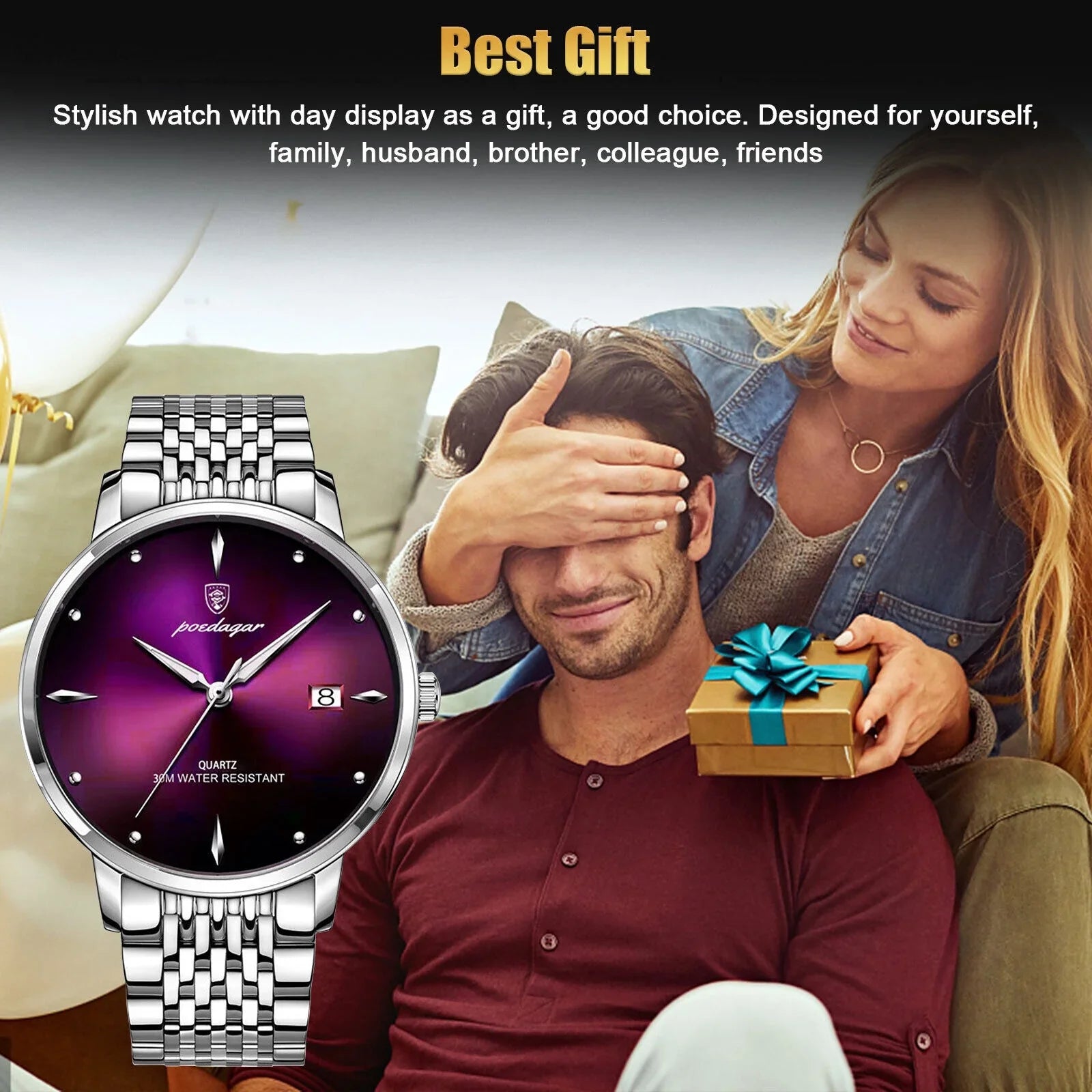 Waterproof Men's Luminous Watch Classic Stainless Steel Quartz Luxury Wristwatch