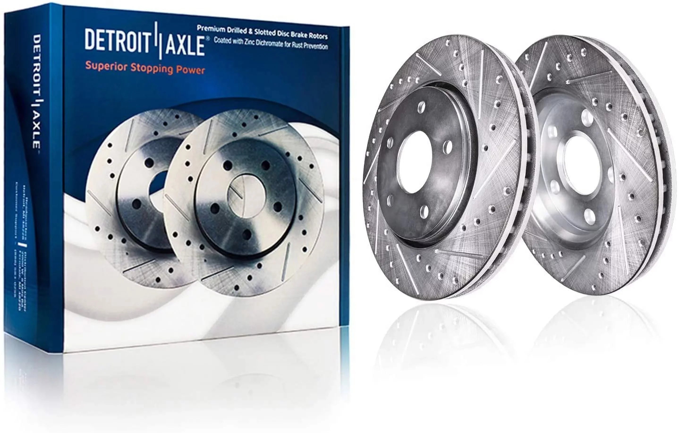 Detroit Axle - Brake Kit for 2012-2017 Camry 2013-2018 Avalon Lexus ES350 ES300h Drilled & Slotted Disc Brake Rotors 2014 2015 2016 Ceramic Brakes Pads Front & Rear Replacement