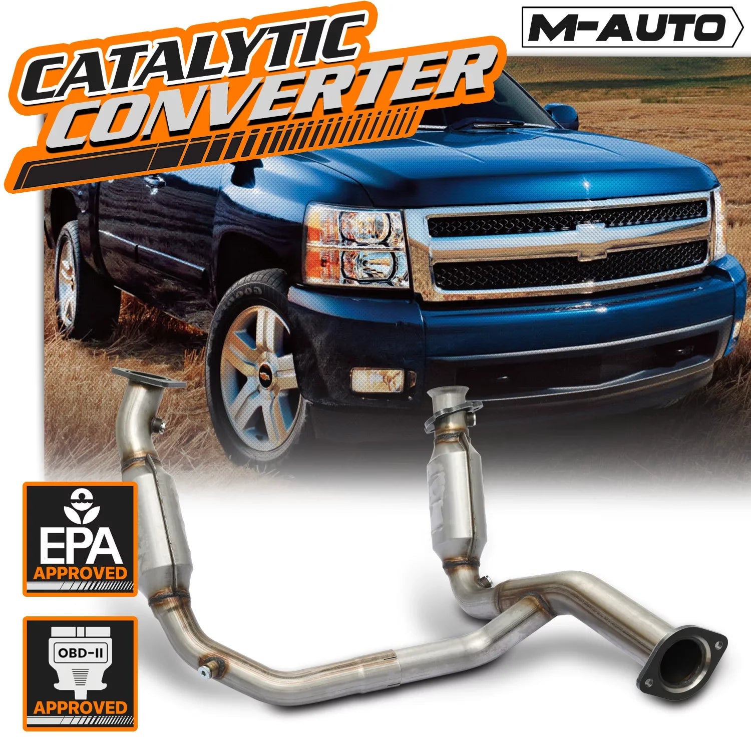 M-AUTO For 2007-2009 Chevy Silverado/Suburban/Yukon XL Avalanche Tahoe Sierra Catalytic Converter Exhaust Y-Pipe