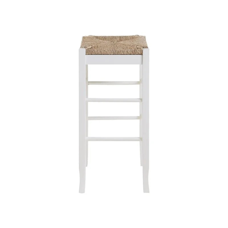 Home Square Square Rush 29" Stationary Bar Stool in White - Set of 2