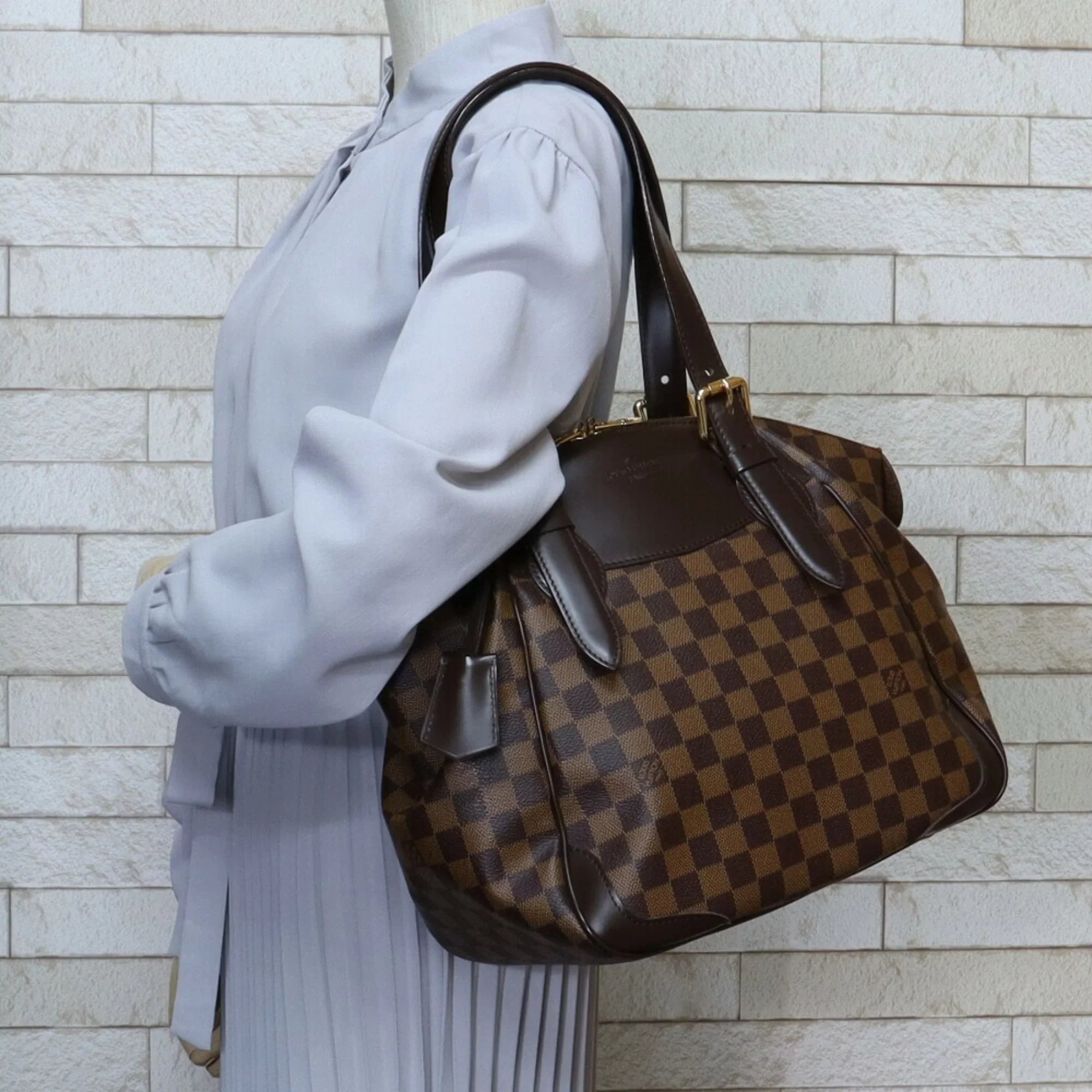 Authenticated Used Louis Vuitton LOUIS VUITTON Verona MM Damier Shoulder Bag Canvas Brown Women's