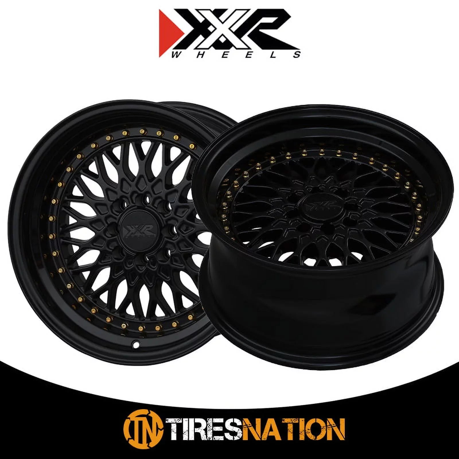 XXR 536 15x8 4x100/4x114.3 20et Jet / Gold Rivets Wheel