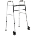 Medline Load Folding Walker with 5” Wheels, Aluminum Frame Supports up to 300 lbs.