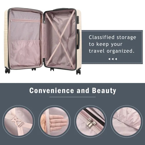 Zateety Hardshell Luggage Sets 3 Piece double spinner 8 wheels Suitcase with TSA Lock Mass 20''24''28''