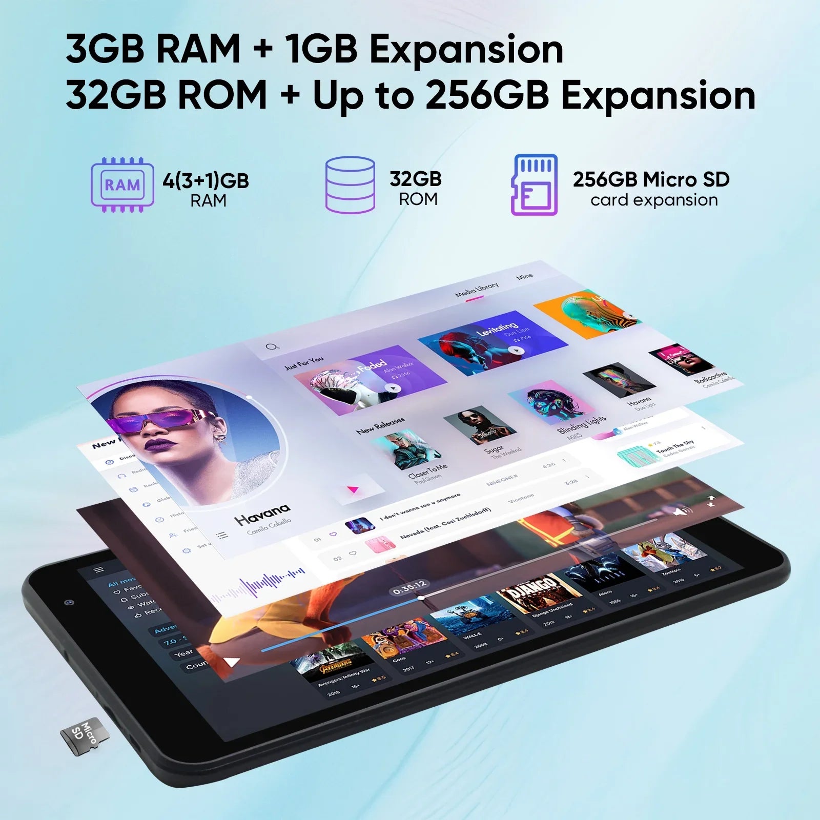 weelikeit Tablet 8 inch Android 13 Tablets with WiFi, Quad-Core Processor Tablet PC with 4(3+1)GB RAM 32GB ROM, 1280x800 IPS Display, Dual Camera, Ebony