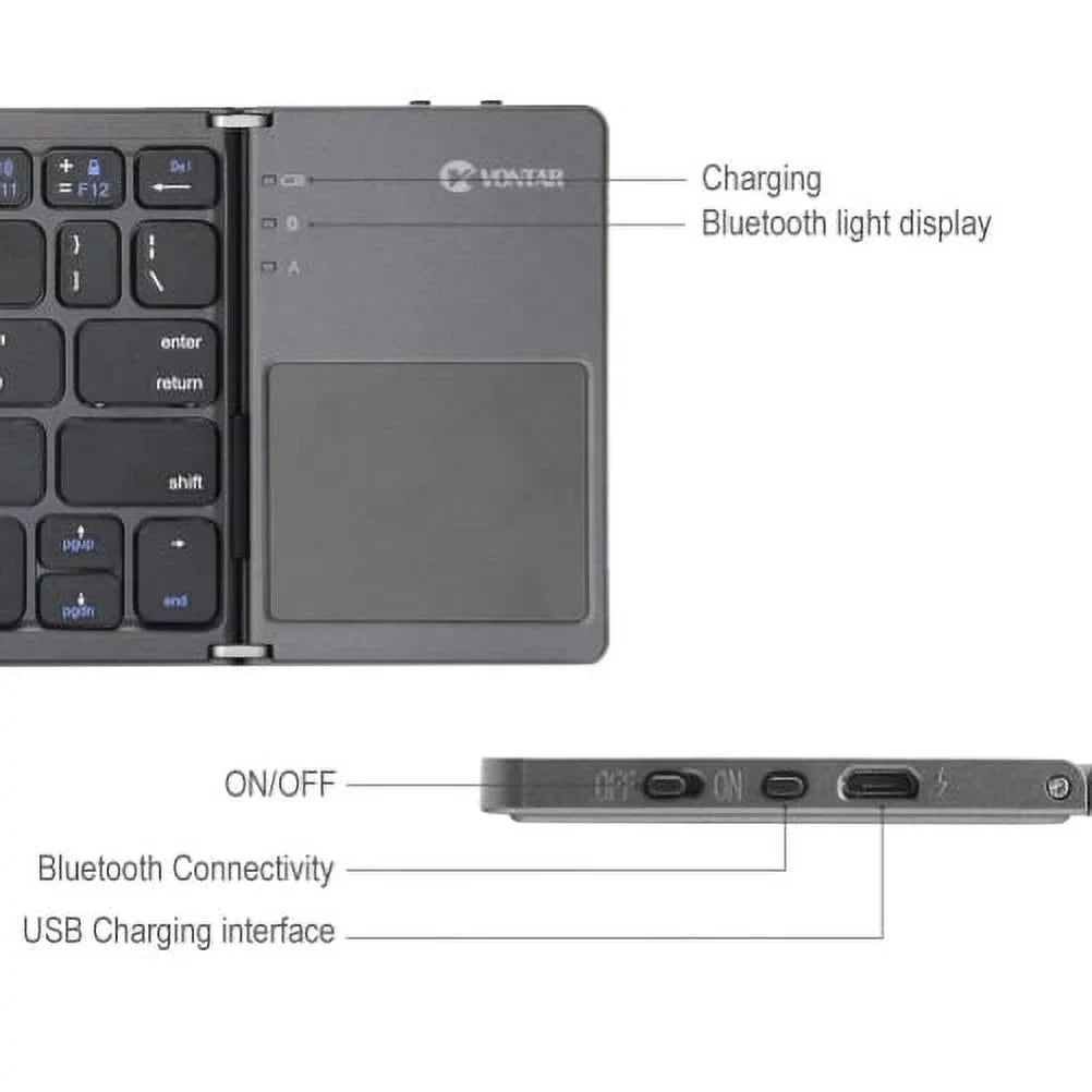 Rechargeable Folding Wireless Keyboard Portable Compact Y1K for iPad Pro 12.9 (2019) 10.5 9.7 4 3 2 - Zenfone V Live Max Plus M1, ROG Phone, AR 5z 5Q 4 Pro, Nexus 2 7