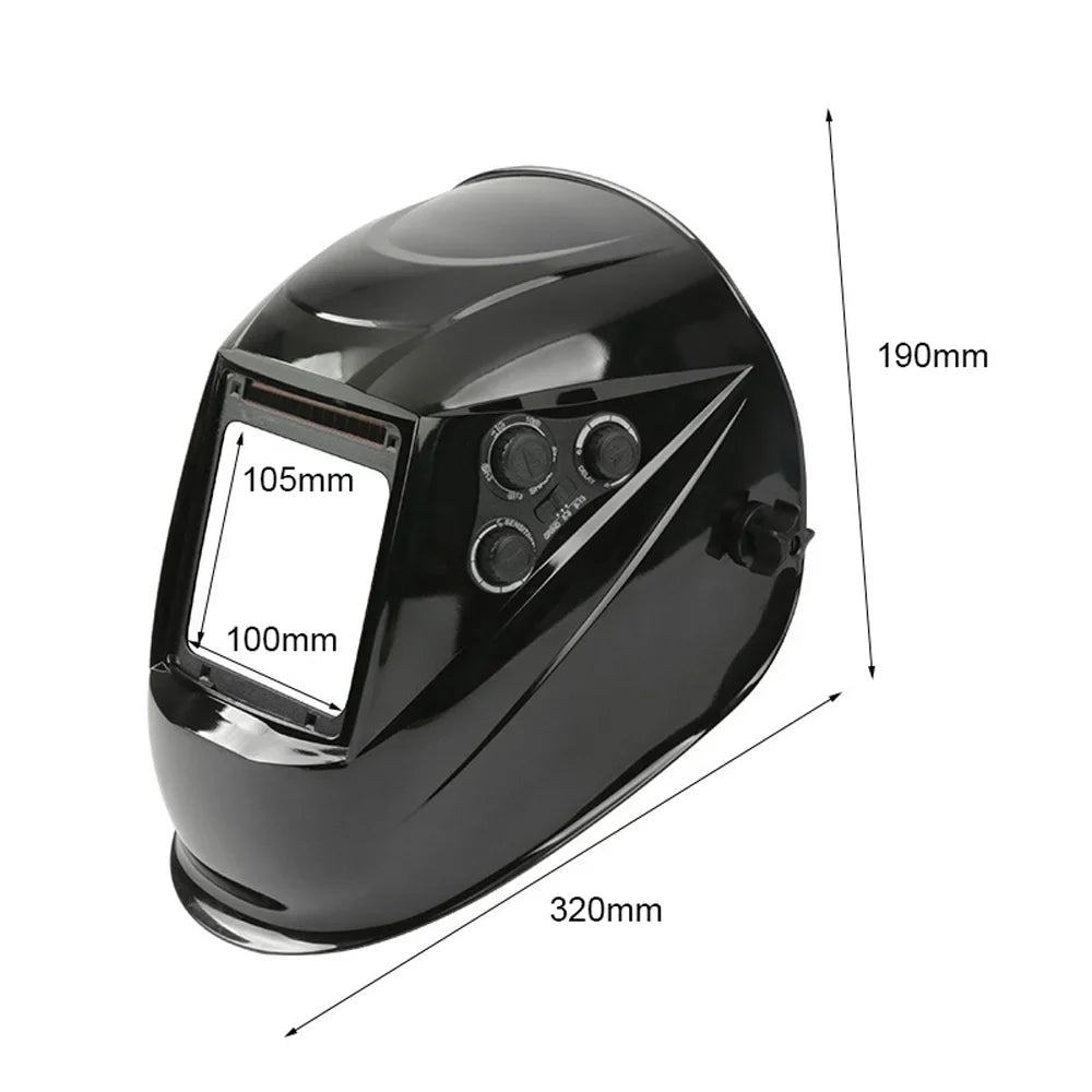 Yabuy Solar Charging Automatic Dimming Welding Large View True Color Welding Facemask 130℃ High Temperature Resistant Auto Darkening Facemask for Arc Welding Grinding Cutting