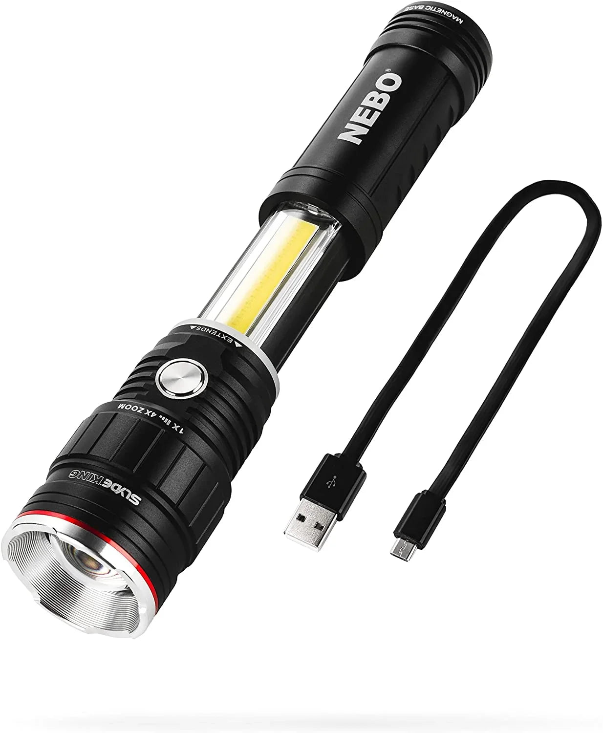 NEBO Slyde King Flashlight, Rechargeable LED Flashlight and Work Light, Bright, Durable, Everday Carry & Camping Flashlight with 4 Light Modes, C.O.B. Work Light and Magnetic Base
