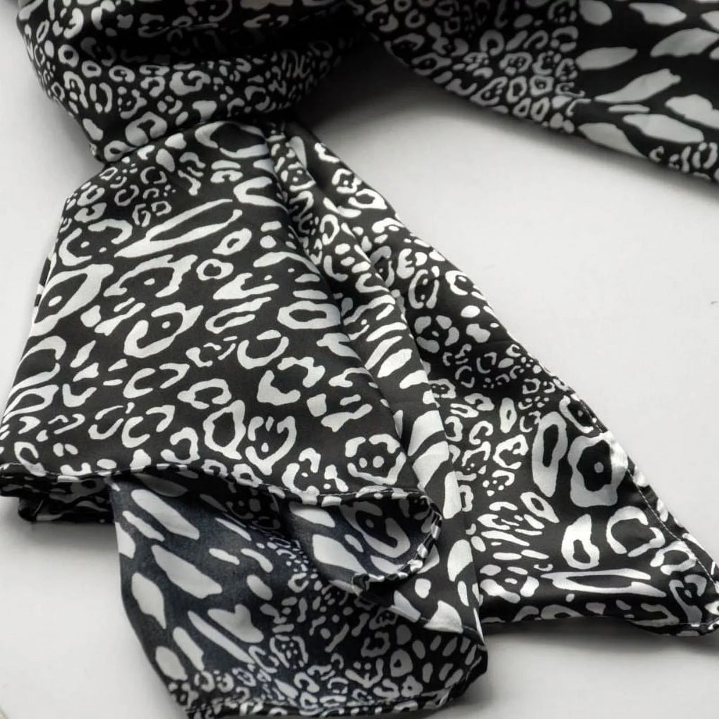 Blancho Dark & White Distinctive Leopard Animal Print Fashion Soft Silk Scarf/Wrap/Shawl(Large)