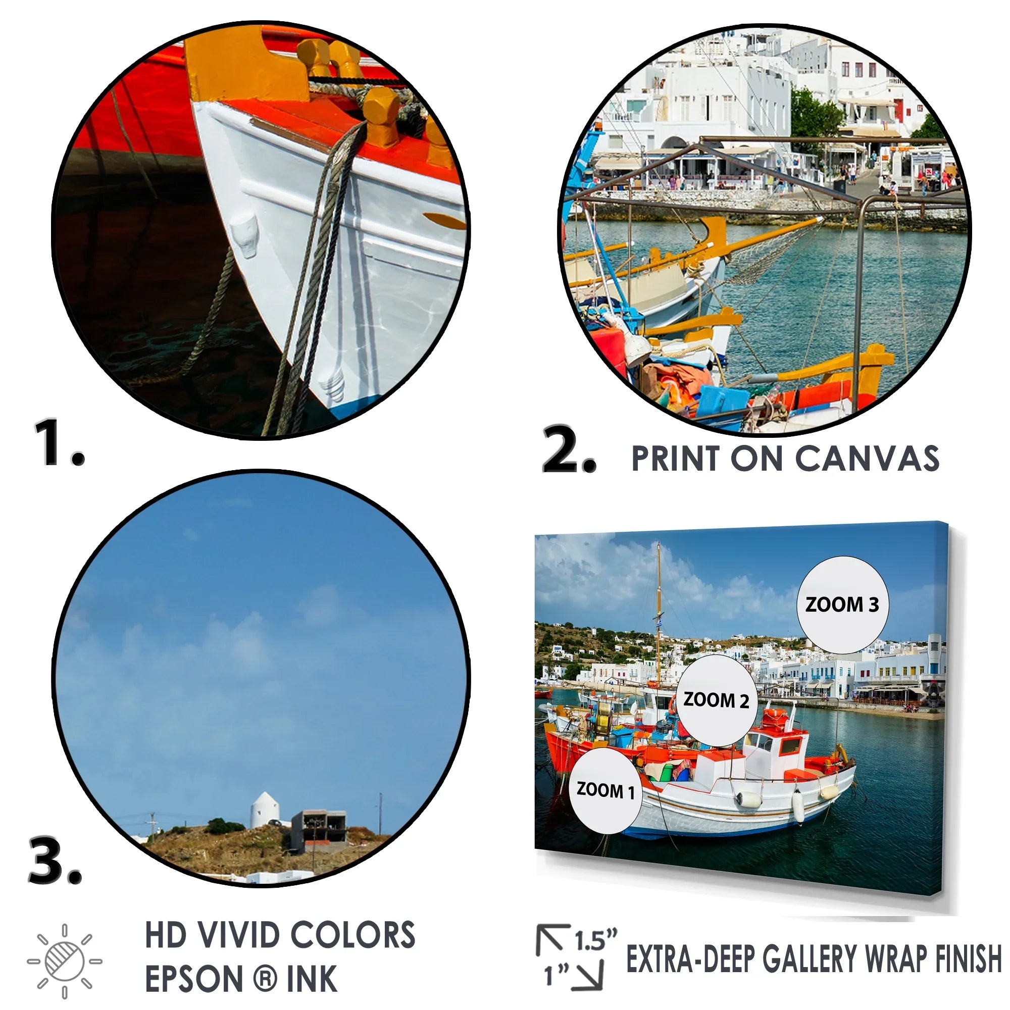 Designart "Finishing Boat At A Greek Port" Hunting & Fishing Wall Art Prints