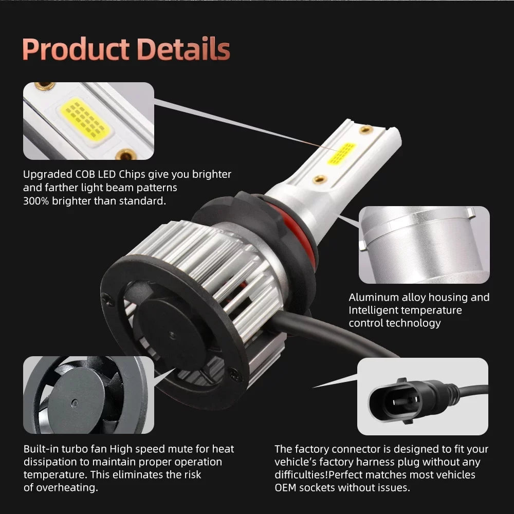 6pcs LED Bulbs For Mazda CX-9 2013-2015, 9005 H11 LED Hedlight Bulbs High Low Beam + H11 Fog Light 6000K