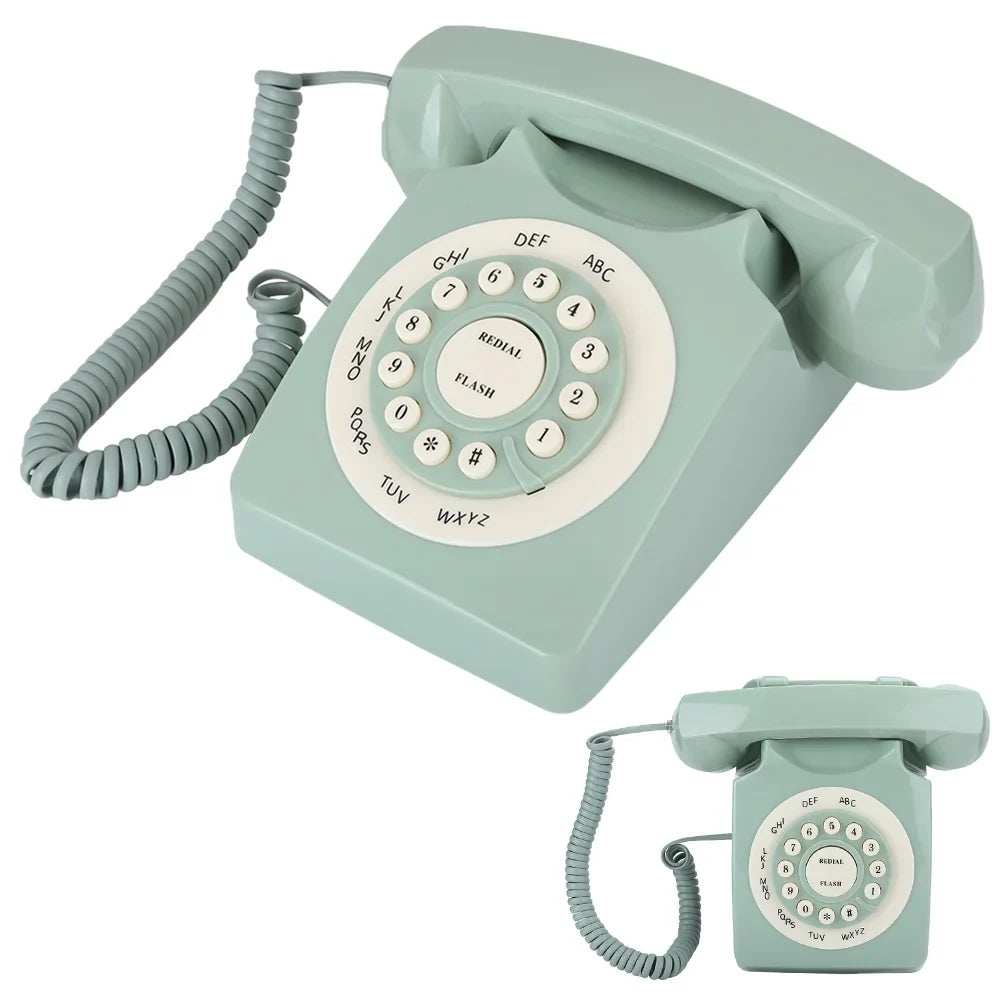 Aigend Telephone - Antique European Vintag Landline Telephone Green High Definition Call Large Clear Button