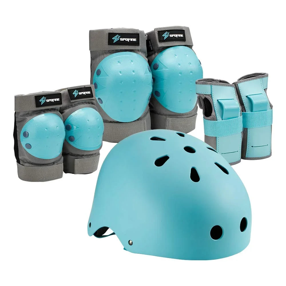 S SPOFINE Kids Bike Helmet, Toddler Helmet for Youth Adult, Knee Pad Elbow Pad Wrist Guard Protective Gear Set for Skateboard, Bike, Skating, Cycling Blue Medium