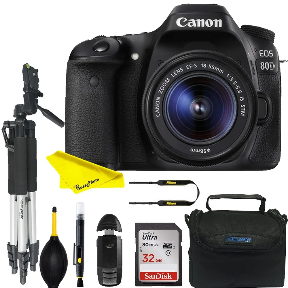 EOS 80D DSLR Camera Intermediate Bundle with 18-55mm Lens+24.2MP APS-C CMOS sensor and DIGIC 6 image processor