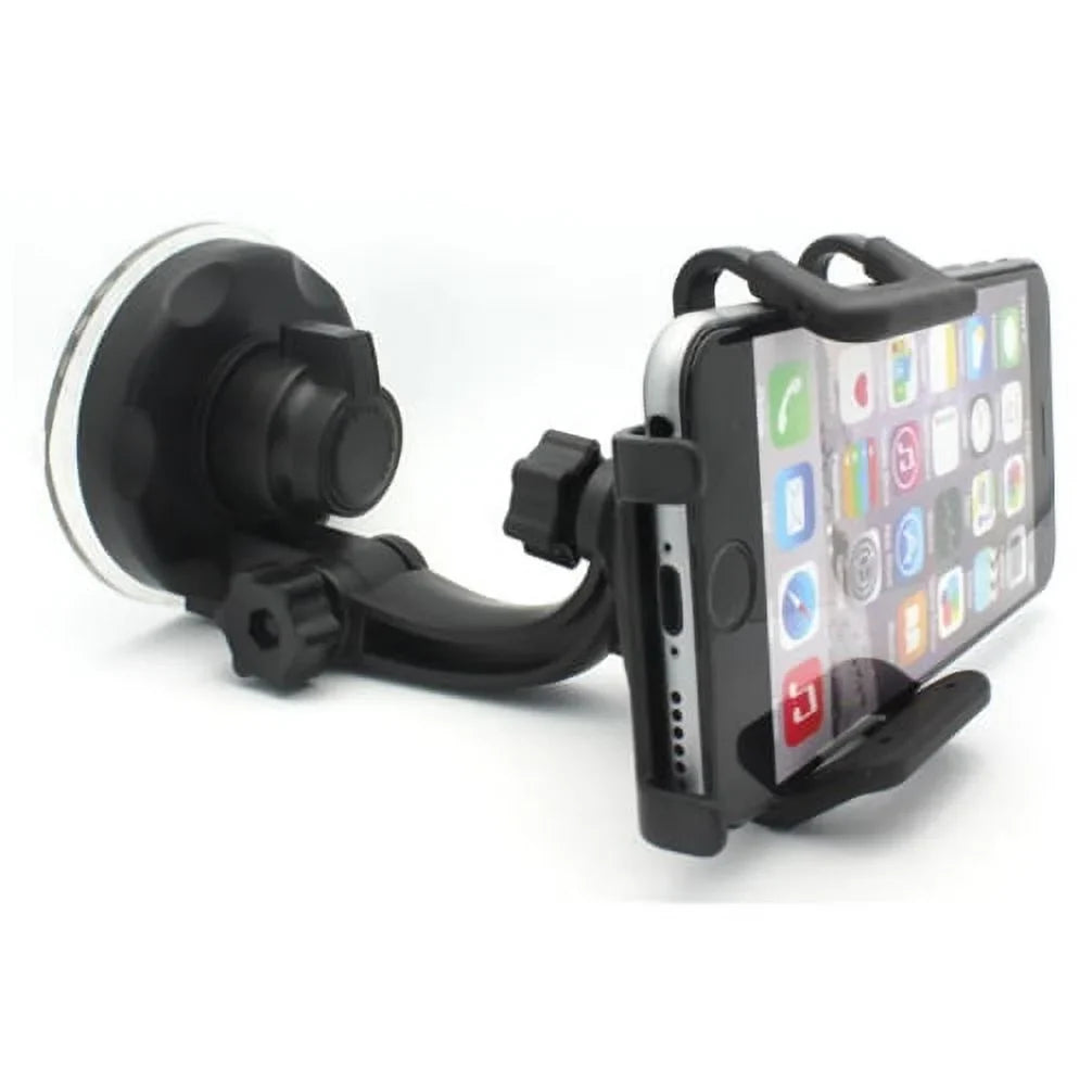 Car Mount Windshield Phone Holder Swivel Cradle Window Rotating Dock Suction Ebony D8 for Motorola Droid Turbo 2, Moto Z Droid Force Droid - Galaxy J3 J5 J7, Note 4 5, S5 S6 Edge Edge+ S7