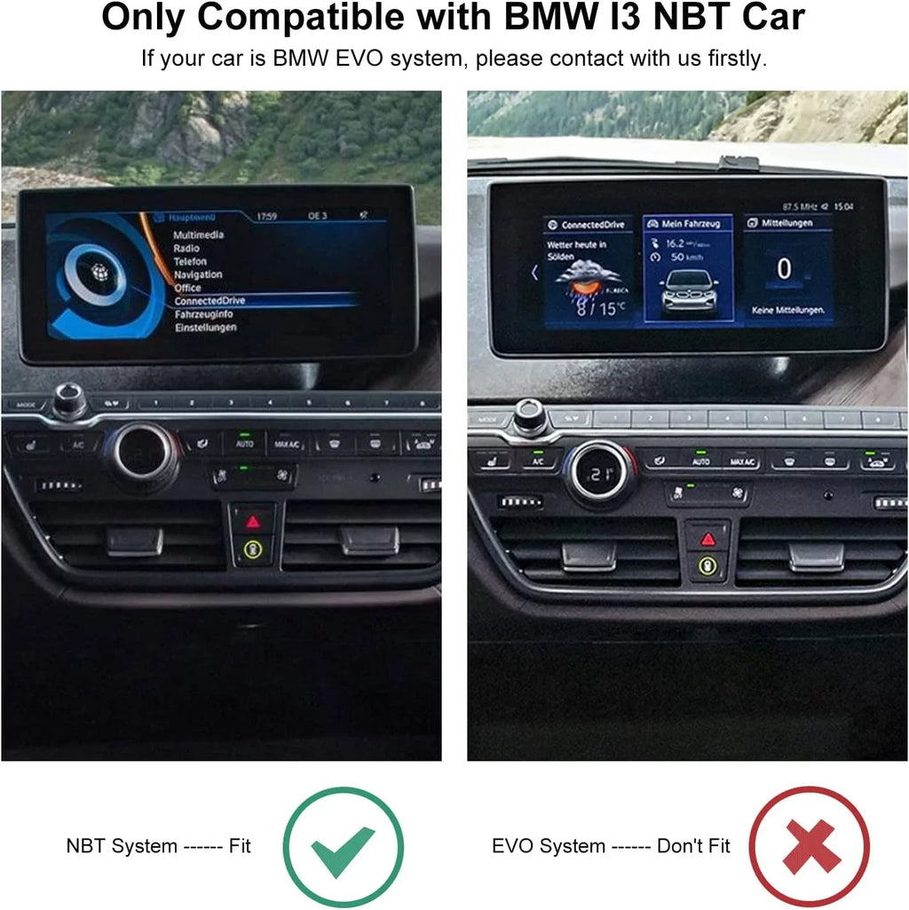 Road Top Wireless Carplay Retrofit Kit Decoder for i3 I01 NBT System 2012-2017 Year, Support Android Auto, Mirrorlink, Reverse Camera, Original Car Knob Control