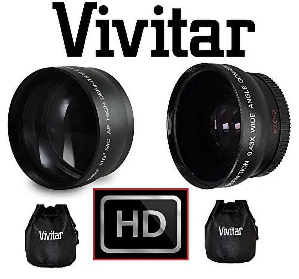 Hi-Def Telephoto & Wide Angle Lens Set For Lumix DMC-G7 DMC-G7K (46mm Compatible)