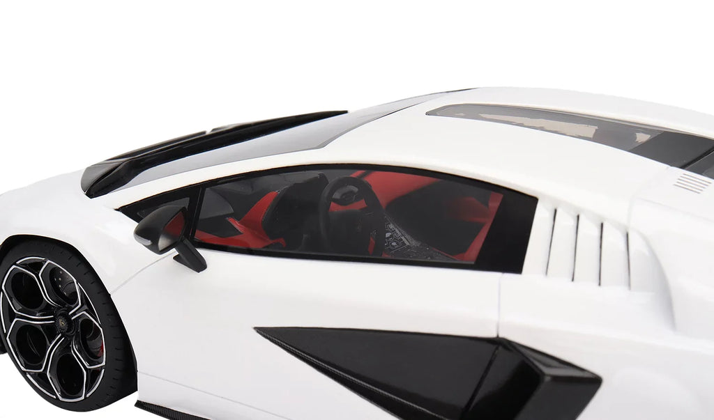 Diecast Lamborghini Countach LPI 800-4 Bianco Siderale White with Jet Accents 1/18 Model Car by Top Speed