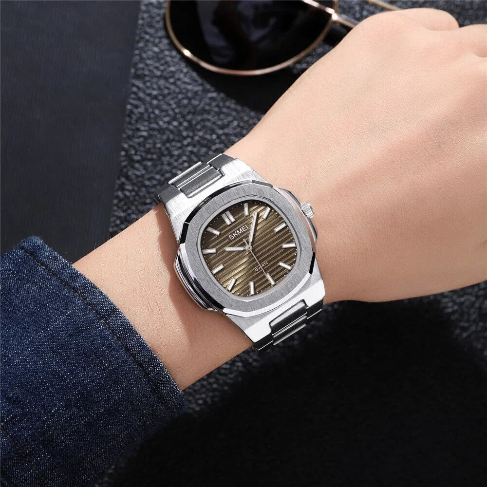 Men Quartz Watch Luxury Gold Steel Male Wristwatch For Business Gift