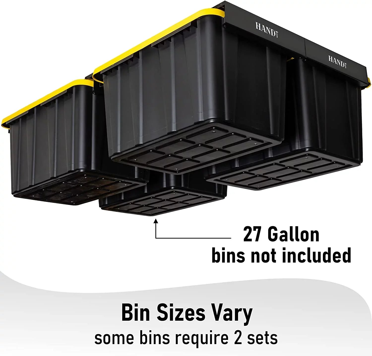 Overhead Garage Storage Rack, Ceiling Racks, Bin Organization System, Heavy Duty Metal Rack For Container, Supports Most Bins Dark 4 Sets)
