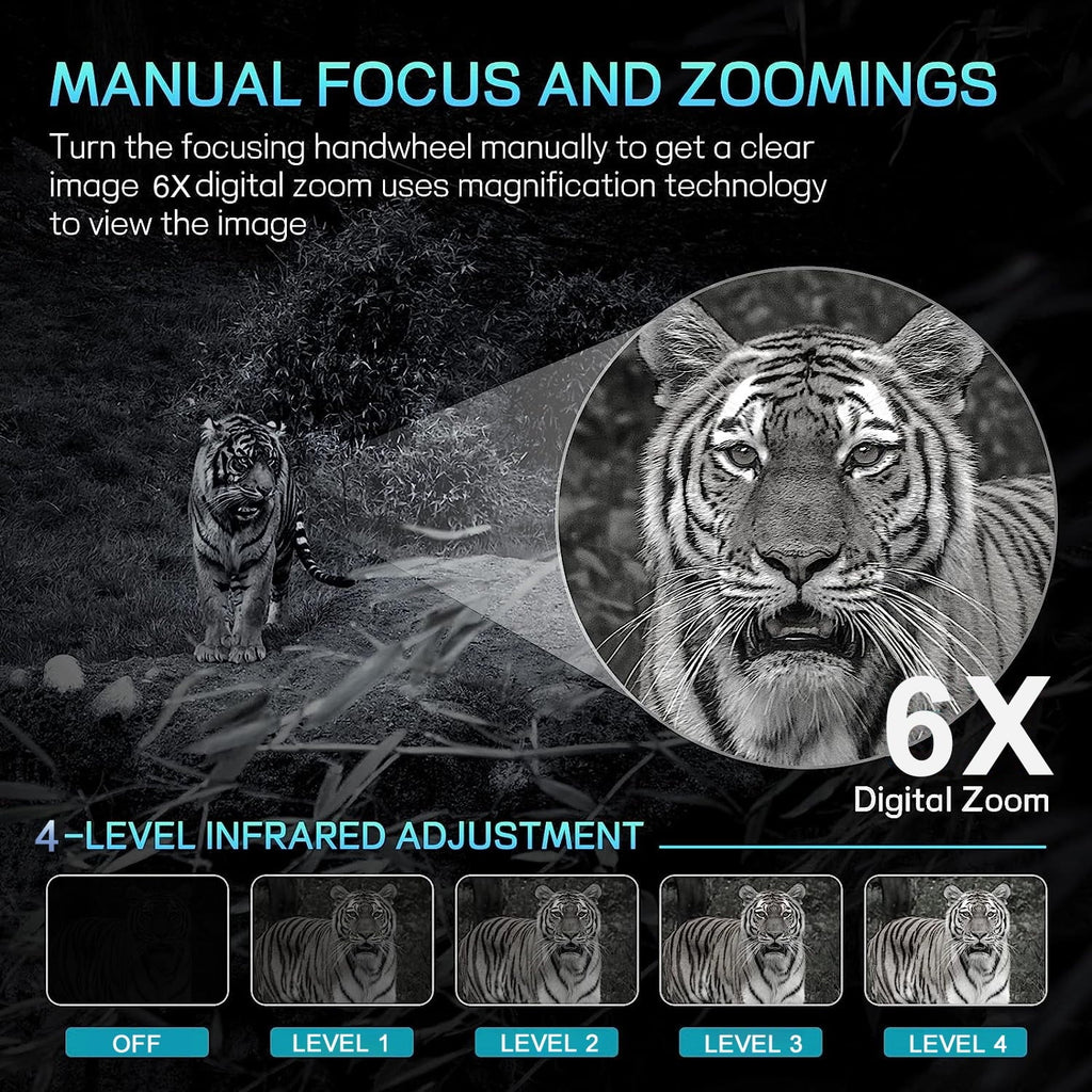 SuntekCam Night Vision Goggles Night Vision Binoculars with 32GB SD Card 24MP/1080P 6x Zoom Suitable for Hunting at Night and Taking Pictures and Videos NVI-800
