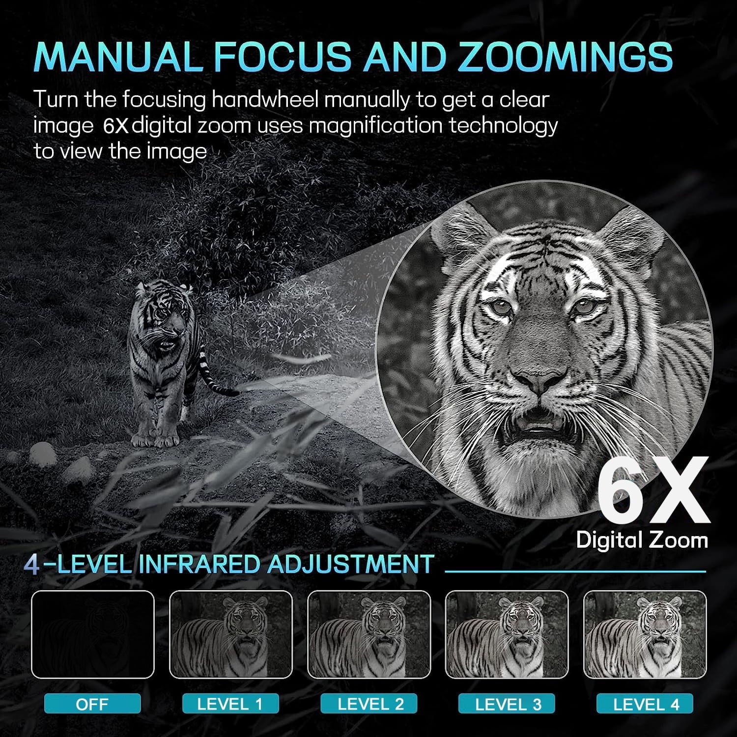 SuntekCam Night Vision Goggles Night Vision Binoculars with 32GB SD Card 24MP/1080P 6x Zoom Suitable for Hunting at Night and Taking Pictures and Videos NVI-800