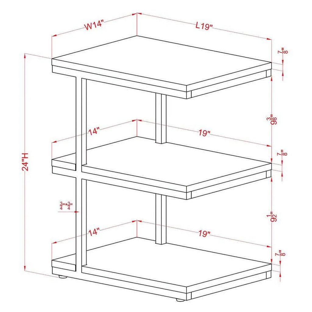 FOA Neeva Industrial Metal 3-Shelf Side Table in Light Gray Set of 2