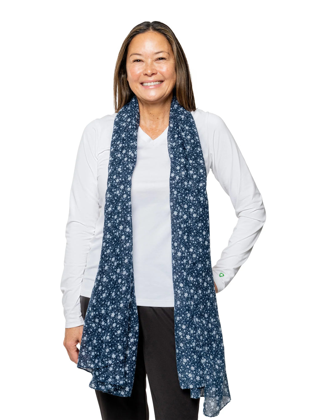 Insect Shield Wildflower Versatile Scarf Wrap for Insect & Bug Protection, Navy, One Size