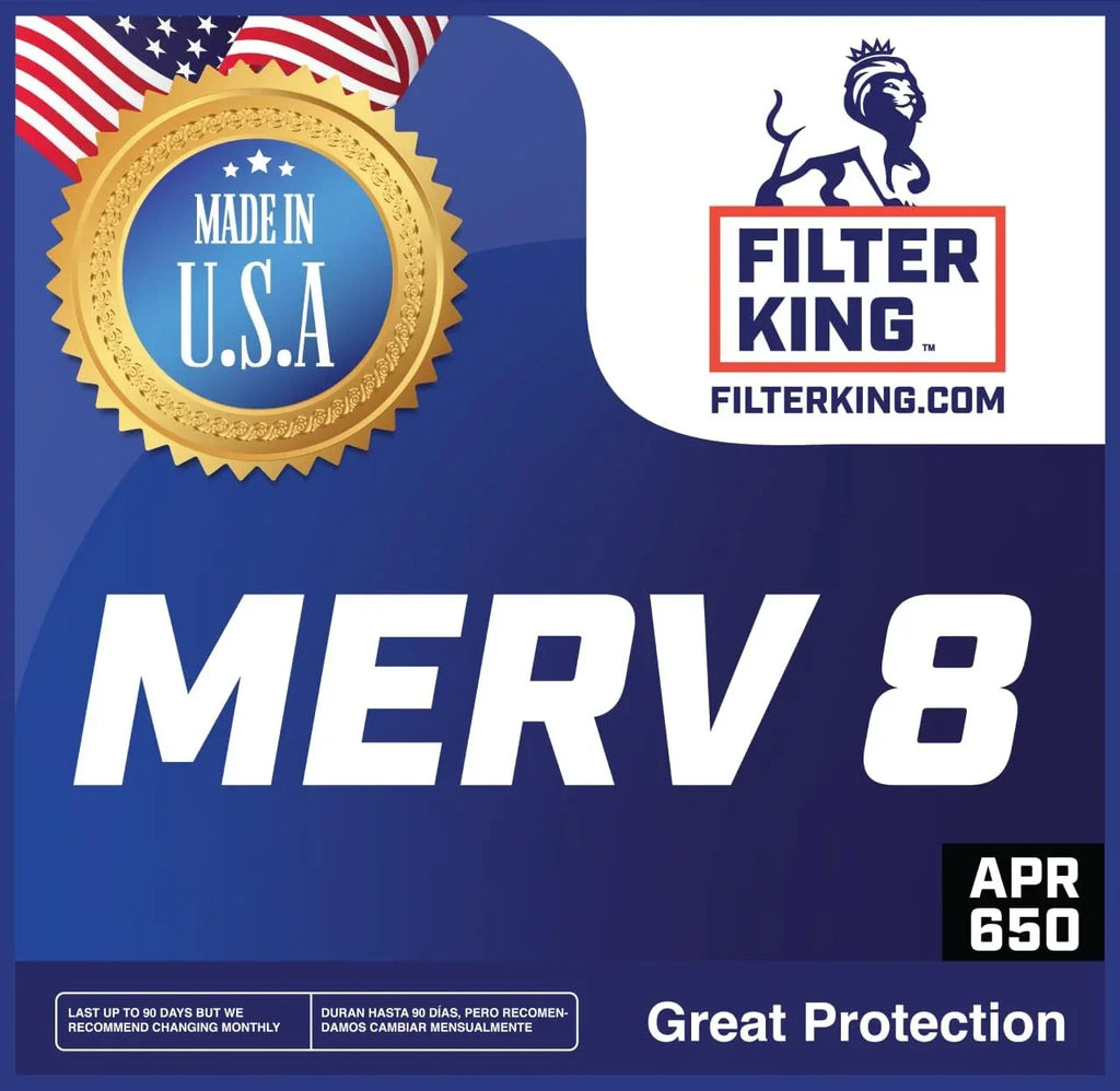 Filter King 8x24.5x1a Air Filter | 4-PACK | MERV 8 HVAC Pleated A/C Furnace Filters | MADE IN USA | Actual Size: 8 x 24.5 x .75"