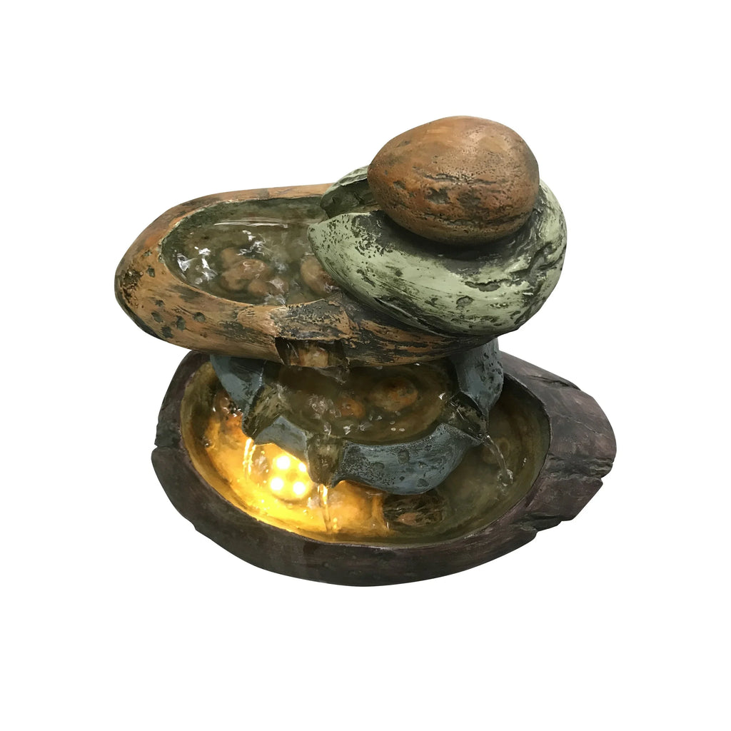 Multicolour Stone Tabletop Fountain With Warm White LED Lights
