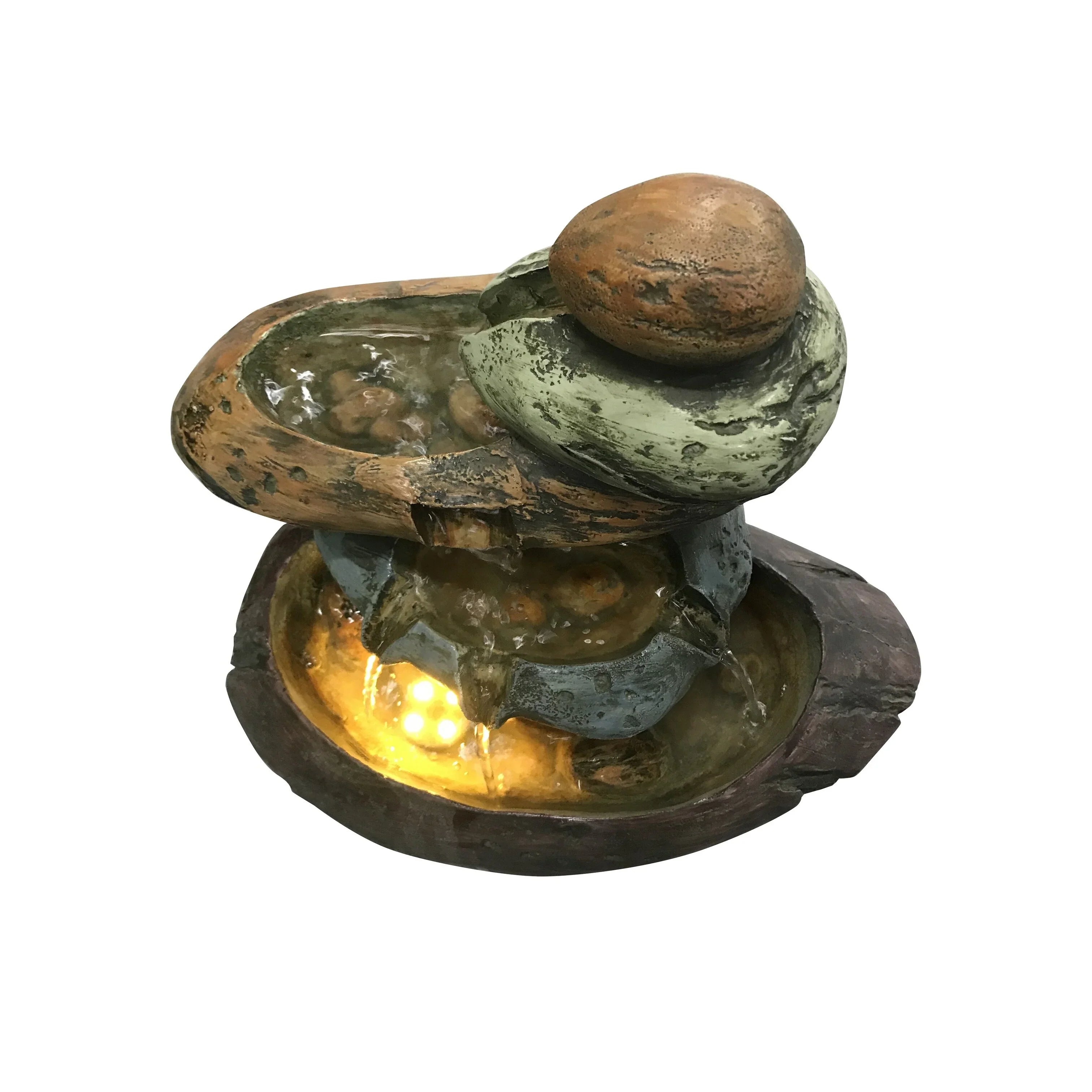 Multicolour Stone Tabletop Fountain With Warm White LED Lights