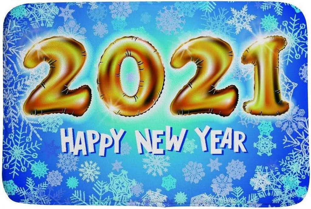 Wellsay Bathroom Mat Door Rugs Floor Mat Bathroom Carpet Super Cozy 2021 Happy New Year Print DecorativeIndoor Outdoor 36 x 24 inch
