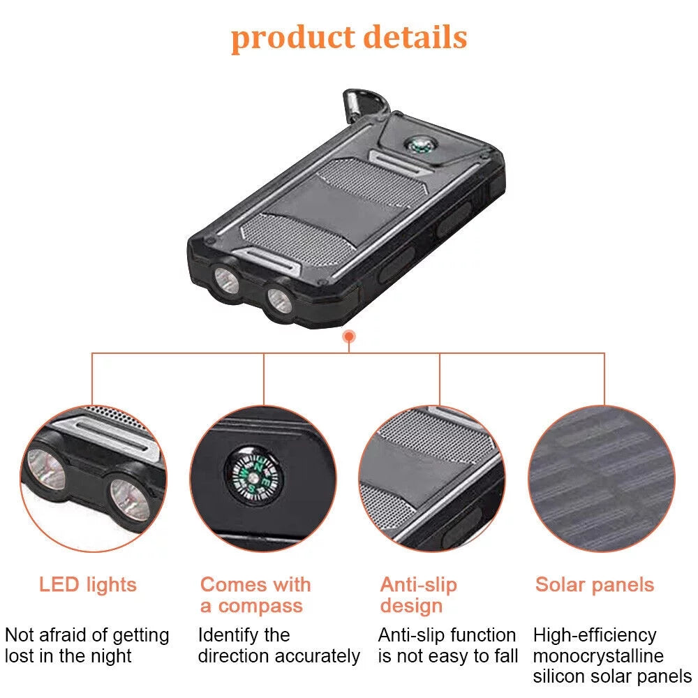 2023 Waterproof Solar Power Bank 9000000mAh Portable External Battery Charger US