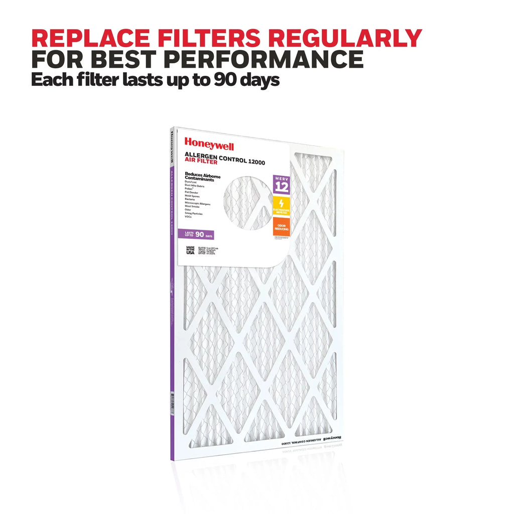 Honeywell 14x25x1 MERV 12 Pleated HVAC Furnace Air Filter- 12 Pack