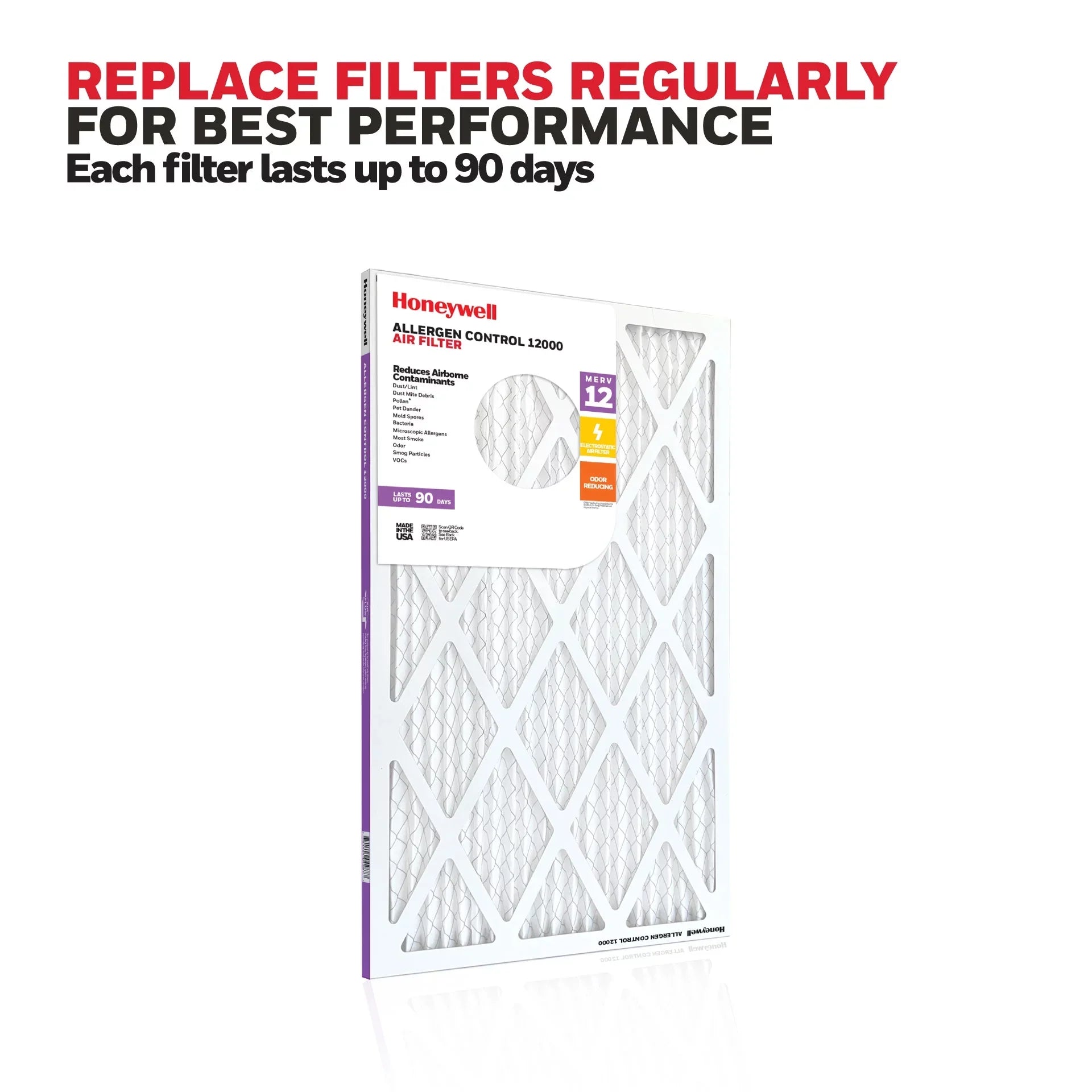 Honeywell 14x25x1 MERV 12 Pleated HVAC Furnace Air Filter- 12 Pack