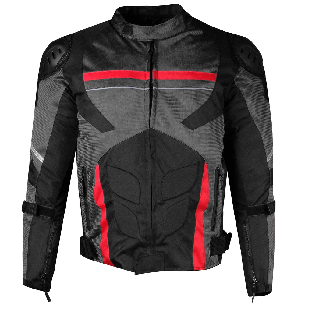 AirTrek Men Mesh Motorcycle Touring Waterproof Rain Armor Biker Jacket Grey L