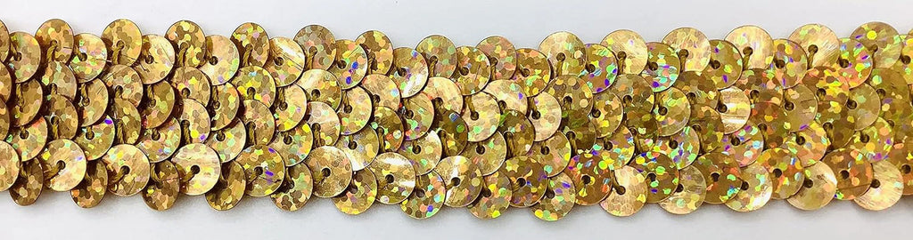 Gold Hologram 3/4" (2 Row) Stretch Sequin - 12 Yards