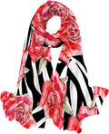 Hyjoy Watercolor Red Roses Long Silk Neck Scarf Mass Shawl Wrap Scarves for Women Girls