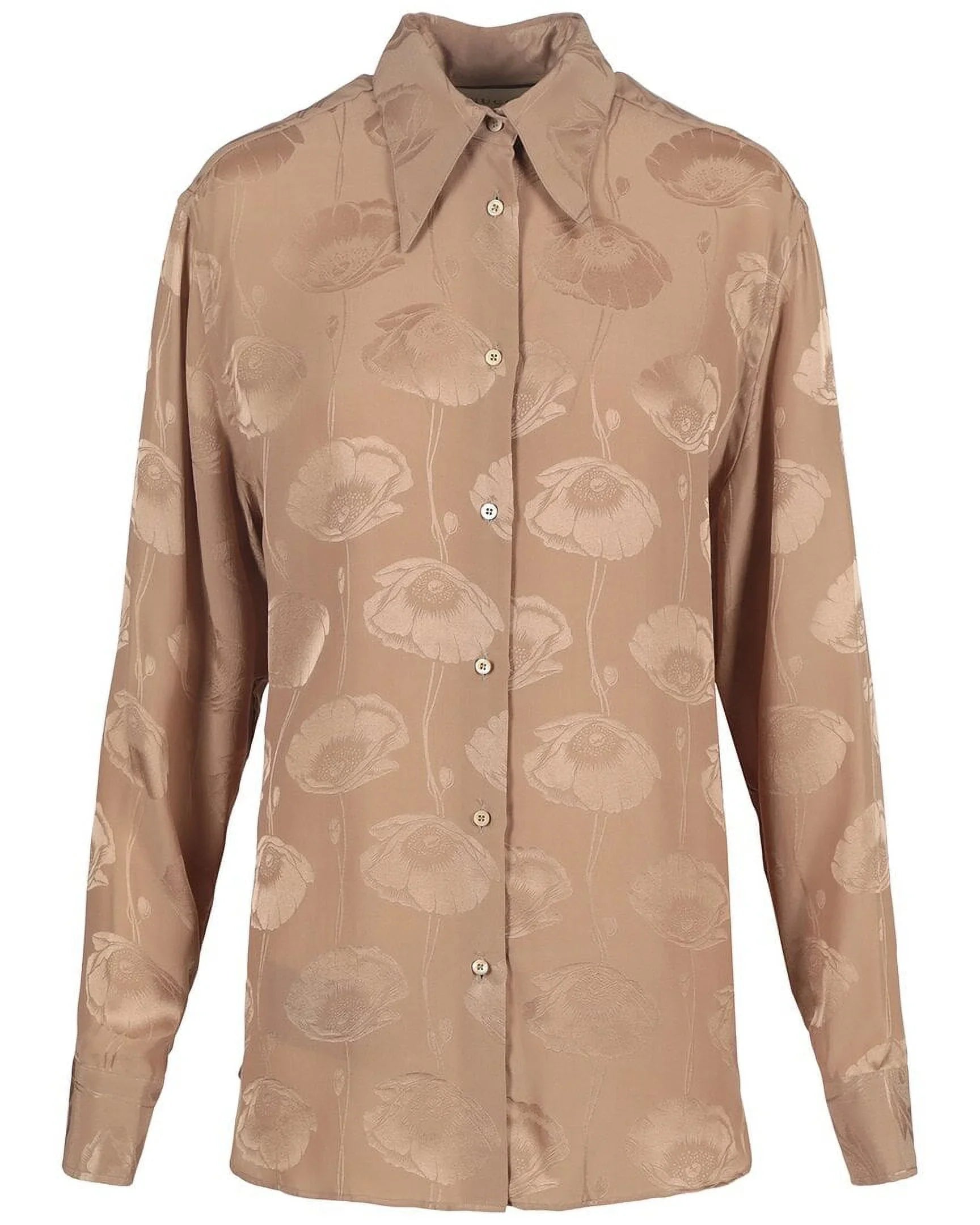 Gucci womens Poppy Jacquard Silk Top, 46