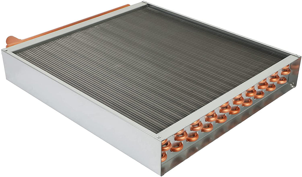 20" x 20" Water to Air Heat Exchanger with 1" Copper Ports Perfectly with Outdoor Furnace Ideal for Residential HVAC System
