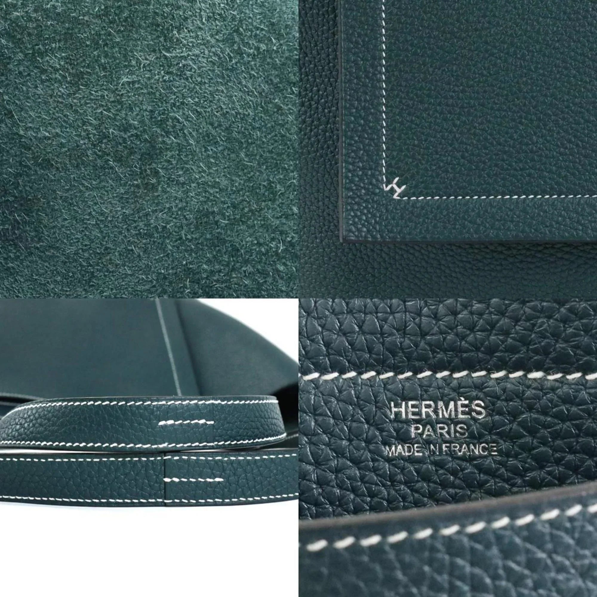 Pre-Owned HERMES Shoulder Bag Tote Cover Serie 46 Taurillon Clemence Vert Cypress Unisex (Good)