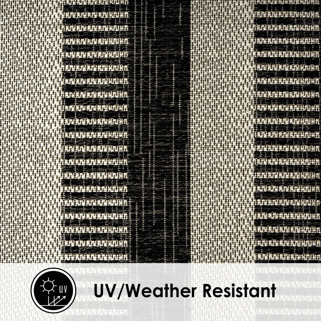 Nicole Miller New York Patio Country Charlotte Modern Striped Indoor/Outdoor Area Rug, Ebony 5'2"x7'2"