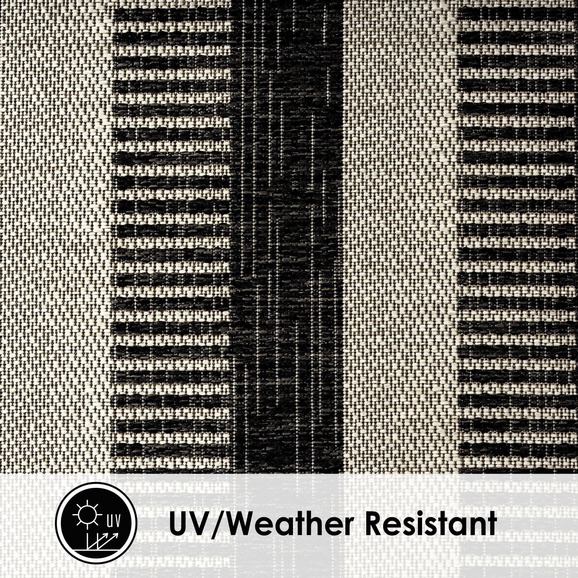 Nicole Miller New York Patio Country Charlotte Modern Striped Indoor/Outdoor Area Rug, Ebony 5'2"x7'2"