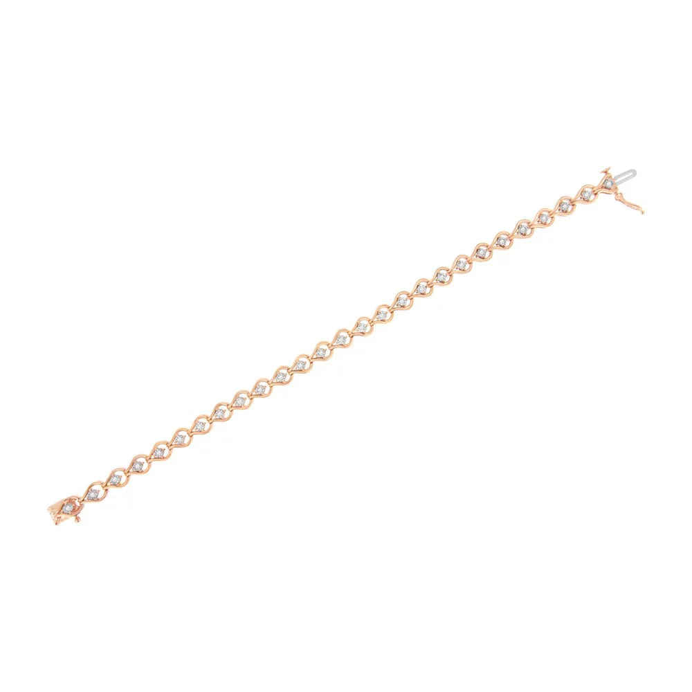 Rose Gold Plated .925 Sterling Silver 1/3 Carat TDW Miracle-Set Diamond Link Bracelet (I-J, I3-Promo)