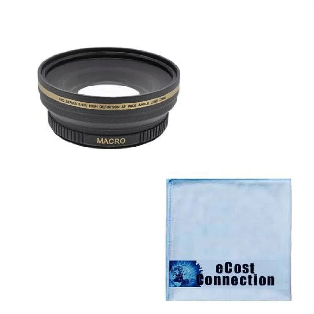 Pro Series 72mm 0.43x Wide Angle Lens & an eCostConnection Microfiber Cloth
