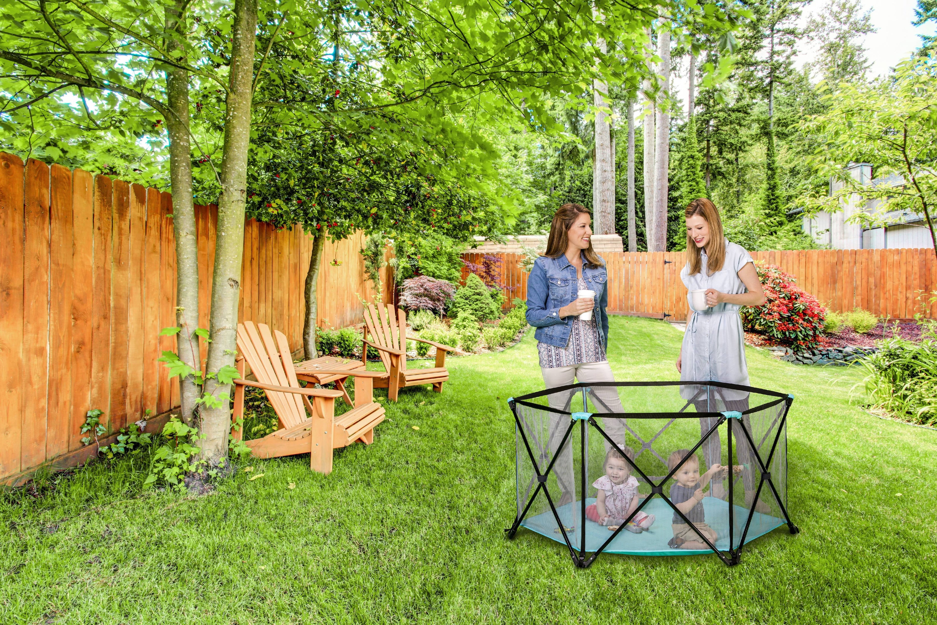 Regalo My Play® Portable Play Yard Indoor and Outdoor, Washable, Aqua, 6-Panel, Unisex