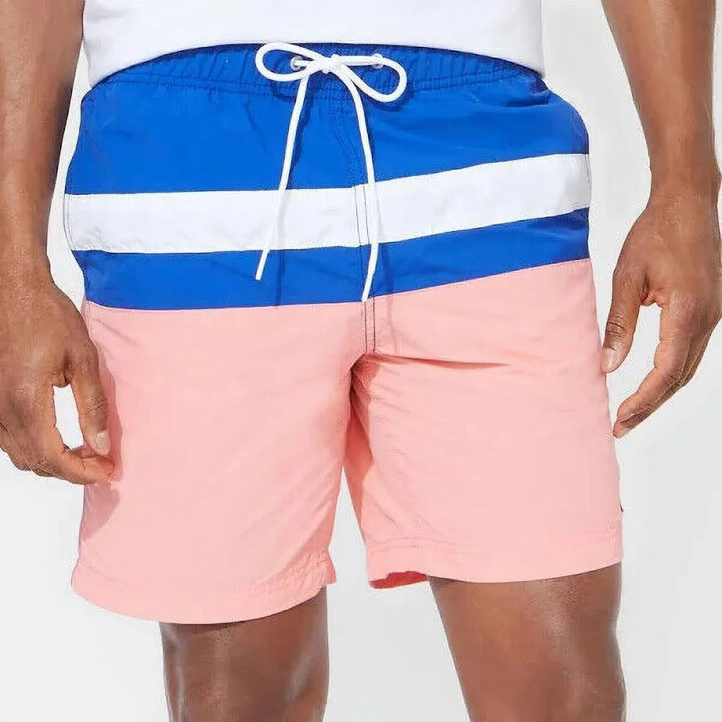 Nautica Men's Colorblocked 8" Swim Trunks T01131 in Pale Coral-2XL