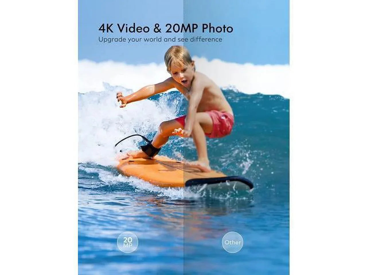 Action Camera 4K 30FPS, GA100 20MP WiFi 40M Underwater Waterproof Camera, 170° Wide Angle Dual Microphone Helmet Camera with Remote Control, EIS, 2x1050mAh Batteries and Mount Accessories Kit