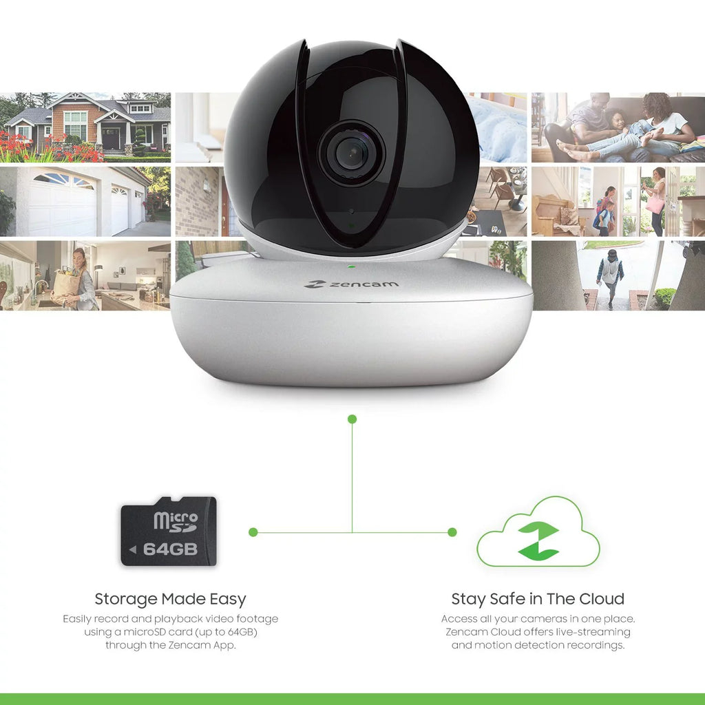 4-Pack Zencam WiFi Camera, Indoor Pan Tilt Zoom Home Wireless IP Camera, 720P Dome Cloud Security Surveillance System with Two-Way Talk for Home, Pet, Nanny Cam, Baby Monitor White (4PACK-M1W)